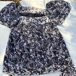 Christopher & Banks Blue, Tan and White Patterned Blouse